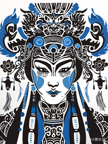 Chinese Traditional Opera Actors: Geometric Shapes and Keith Haring Style Doodles