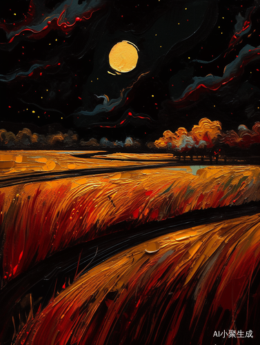 暗夜微光下的流体油画世界