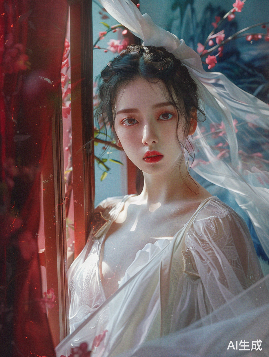 女生正面洗澡时穿纱衣的浴室