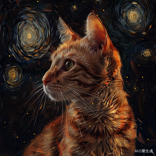 猫咪星夜绘画