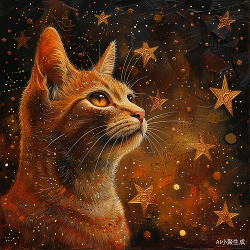 猫咪星夜绘画