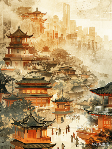 中国风城市民俗海报