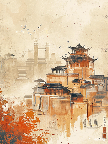 中国风城市民俗海报