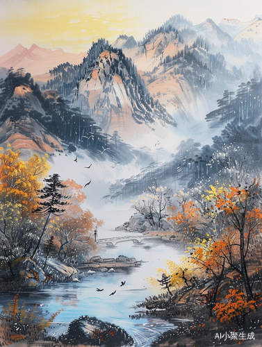 黑金山水意境画很复古