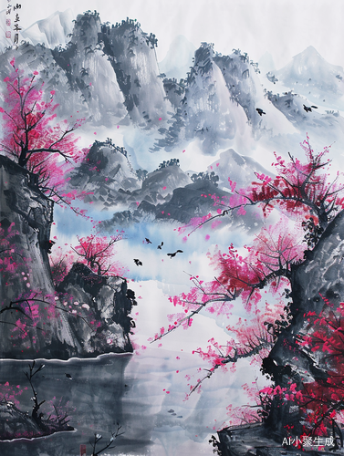黑金山水意境画很复古