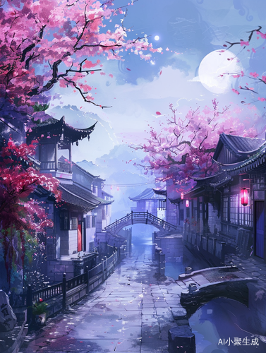 东方美学的长安三万里街景插画展现