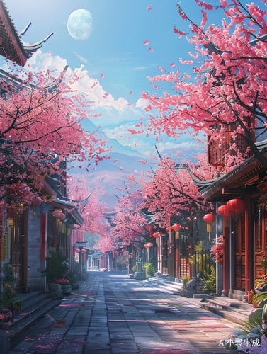 东方美学的长安三万里街景插画展现