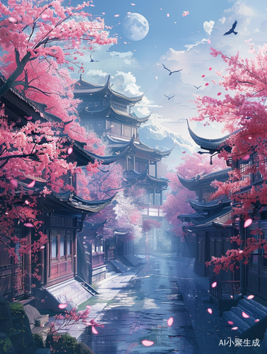 东方美学的长安三万里街景插画展现
