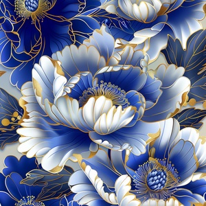 珐琅彩风格牡丹Blue and white porcelain style flowers with gold leaf, in the style of Chinese pattern background, ultra high definition, hyper detailed, masterpiece, best quality, high resolution, wallpaper #midjourney #Ai绘图 #珐琅彩 #牡丹 #国画牡丹 #国风国潮 #插画 #国潮插画 #求署队长给流量