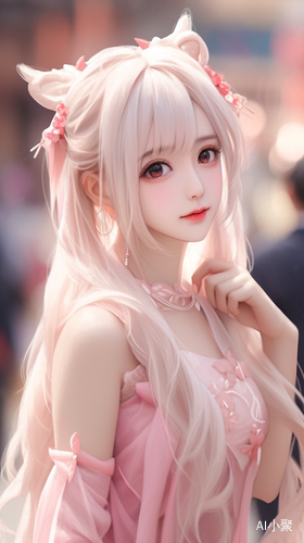 Delicate Chinese Girl: Anime Style with Pink Hair