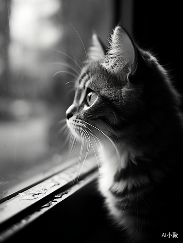 Contemplative Cat at Window