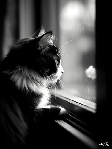 Contemplative Cat at Window