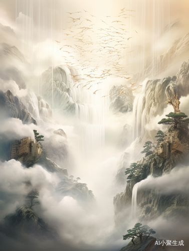 中国风瀑布玄幻天书修仙学习打卡