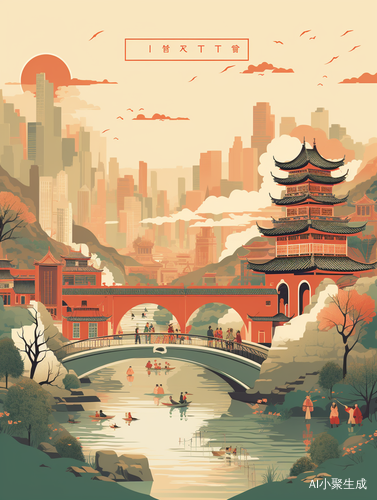 中国风城市民俗海报