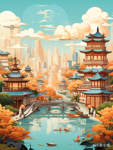 中国风城市民俗海报