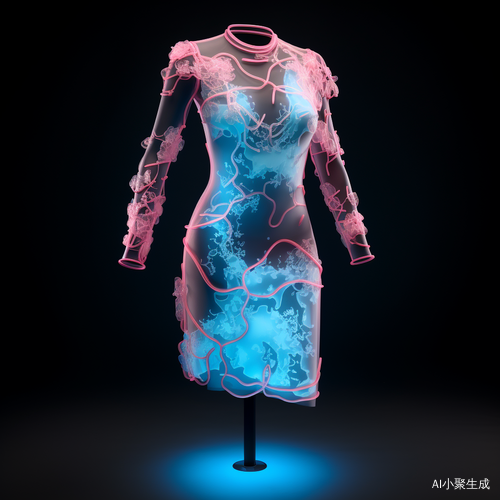 海洋主题赛博朋克女装，珊瑚廓形花嫁裙，粉蓝渐变色加珍珠贝壳