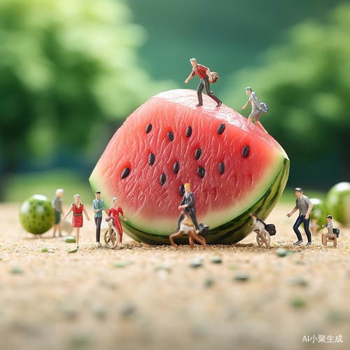 微距摄影中的卡通迷你人偶水果