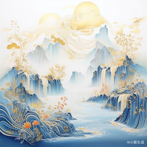 华美鎏金山水画