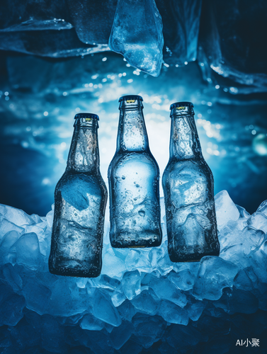 Beer Bottles on Glacier with Ice and Snow Cover