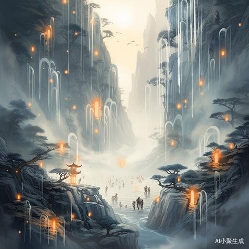 中国风天书瀑布玄幻修仙