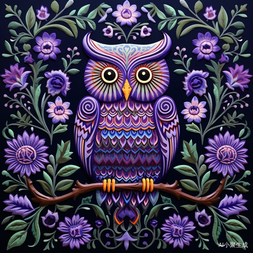 梦幻紫色猫头鹰：神秘的智慧与艺术
