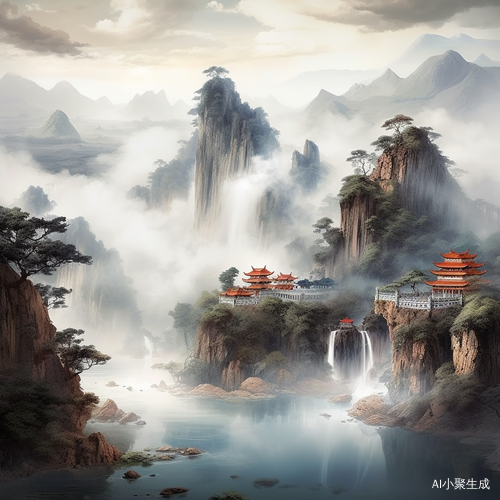 中国山水画 | 雾霭缭绕山巅水声飘韵山河尽入画