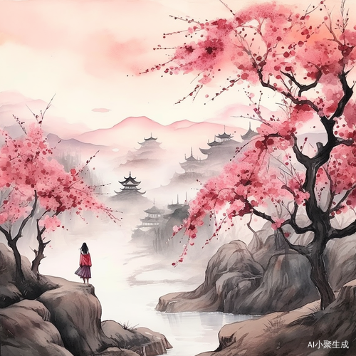 阳光梦幻，唯美国风国画插画