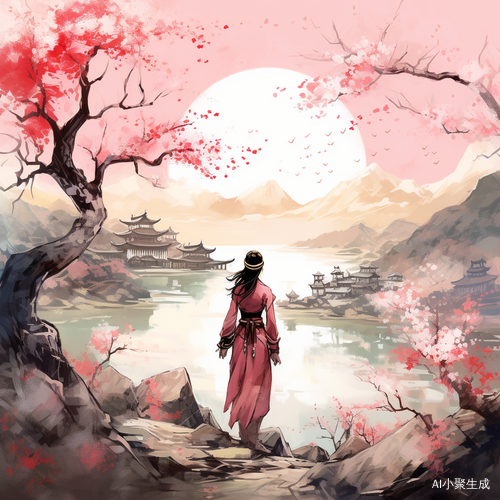 阳光梦幻，唯美国风国画插画
