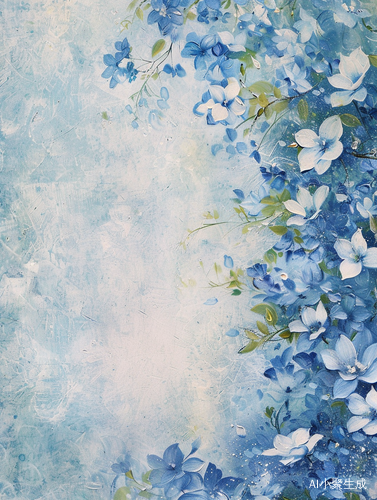 Delicate Floral Watercolor Painting in Klein Blue