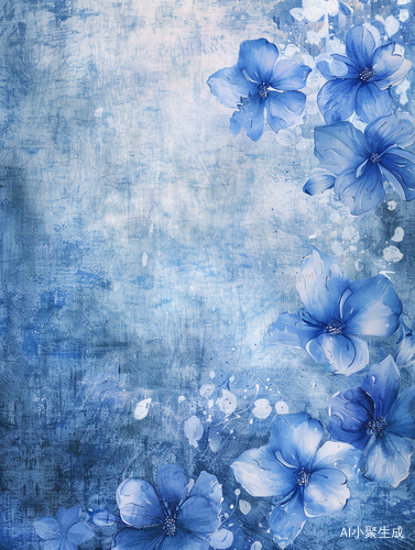 Delicate Floral Watercolor Painting in Klein Blue