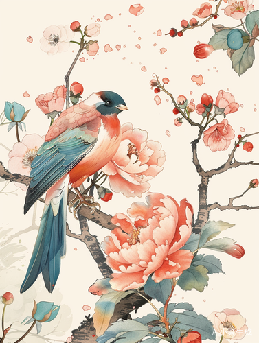 春天的花鸟插画艺术与美学设计