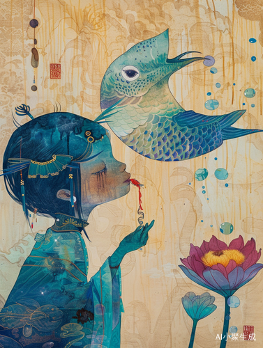 小神鸟青鸟绘画敦煌生活