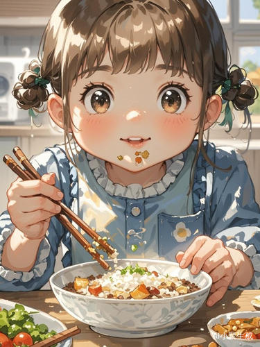 女孩倡导节约粮食的重要性