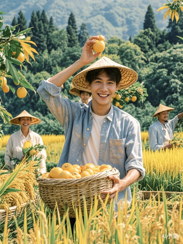 夏末秋初丰收季节人们的喜悦神态