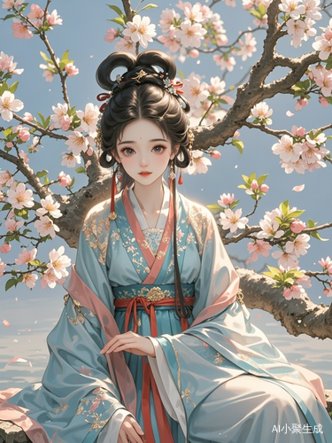 古风ai绘图清冷绝美的古代公主在海棠树下醉酒