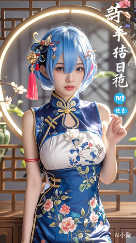 旗袍蕾姆女仆装：在Bilibili上，有用户分享了一组蕾姆国风旗袍女仆装的COSPLAY照片，这组照片展现了蕾姆角色与中国风旗袍的结合，别有一番风味。[幸福的密码]-旗袍蕾姆女仆装[^0^]