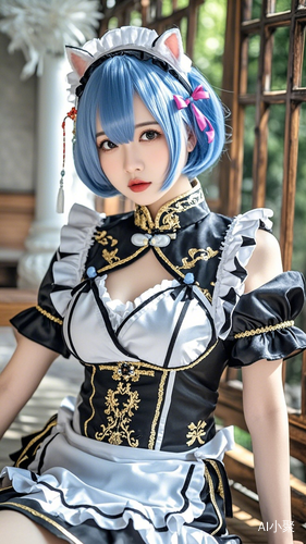 蕾姆旗袍COSPLAY：微博用户@初兽猫cos分享了一组蕾姆女仆华丽版旗袍的COSPLAY照片，这组照片同样展现了蕾姆与中国风旗袍的结合。[初兽猫cos]