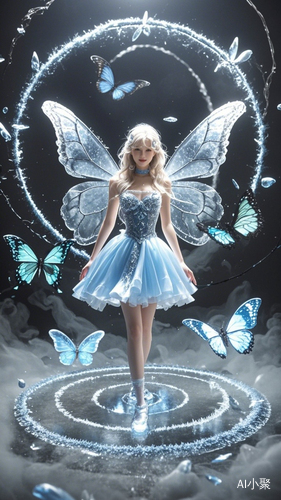 (((1 girl)))，dynamic poses，（skirt made of ice：1.5），（magic circle：1.2），magic circle，blue concentric circles，ice crystals，concentric circles of frost，(((icicle)))，Ice mist，Ice particle effects，（Ice butterfly：1.5），超多Ice butterfly，巨大的Ice butterfly翅膀，Amazing results，,best quality,masterpiece,ultra high resolution,detailed，8K resolution,chiaroscuro，NVIDIA RTX，全半身