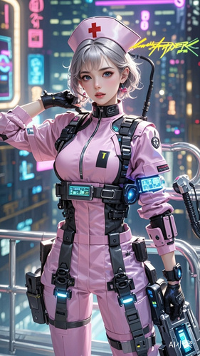 Cyber Punk Nurse of Dreams in Neon City