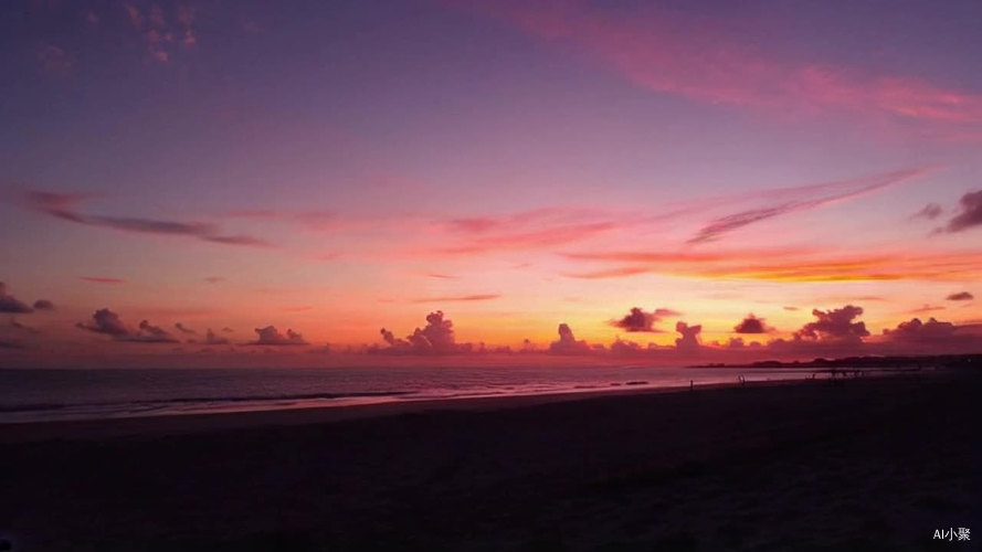 傍晚海边夕阳下绚丽的云彩