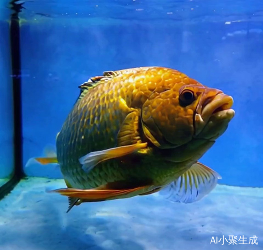 美丽的大金龙鱼在水中悠游