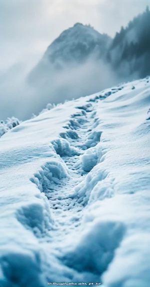 雪地上没有行人走动过的痕迹