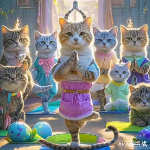 小花猫们的瑜伽训练时光