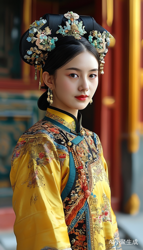 故宫门口的满族姑娘