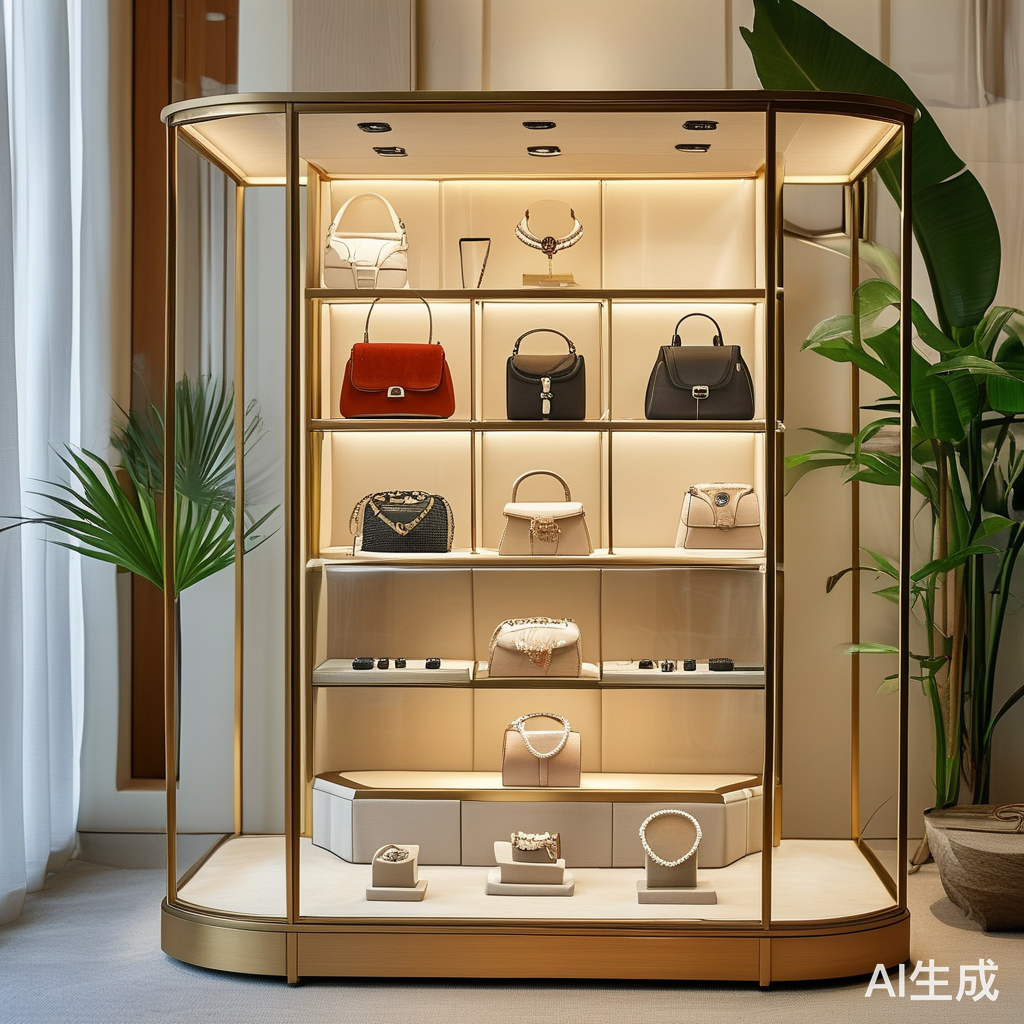 首饰展示柜内的精美包包展示