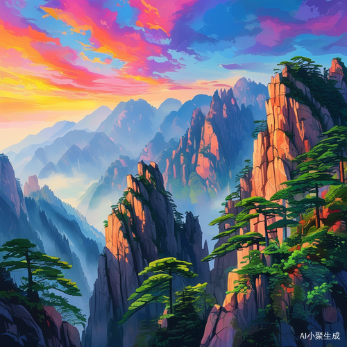 黄山风景的绚丽彩色之美