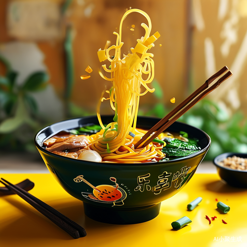 面馆logo设计带乐享元素的快乐分享视觉