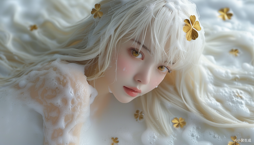 清纯少女在泡沫中绽放的雪白魅力