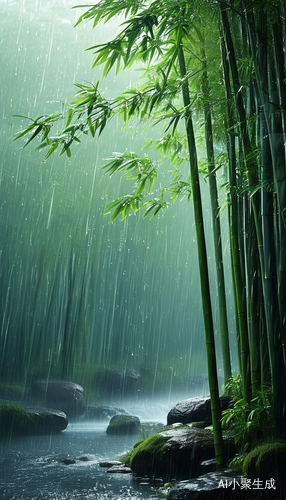 竹林风雨中的诗意与禅意