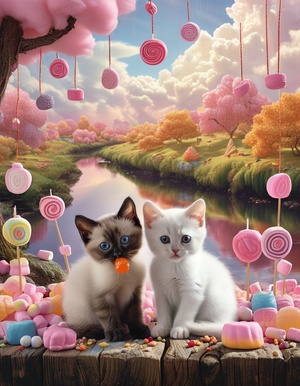 云朵棉花糖的小猫糖果世界